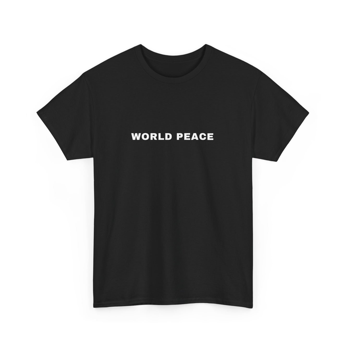 WORLD PEACE SCRIPT T-SHIRT BLACK AND WHITE