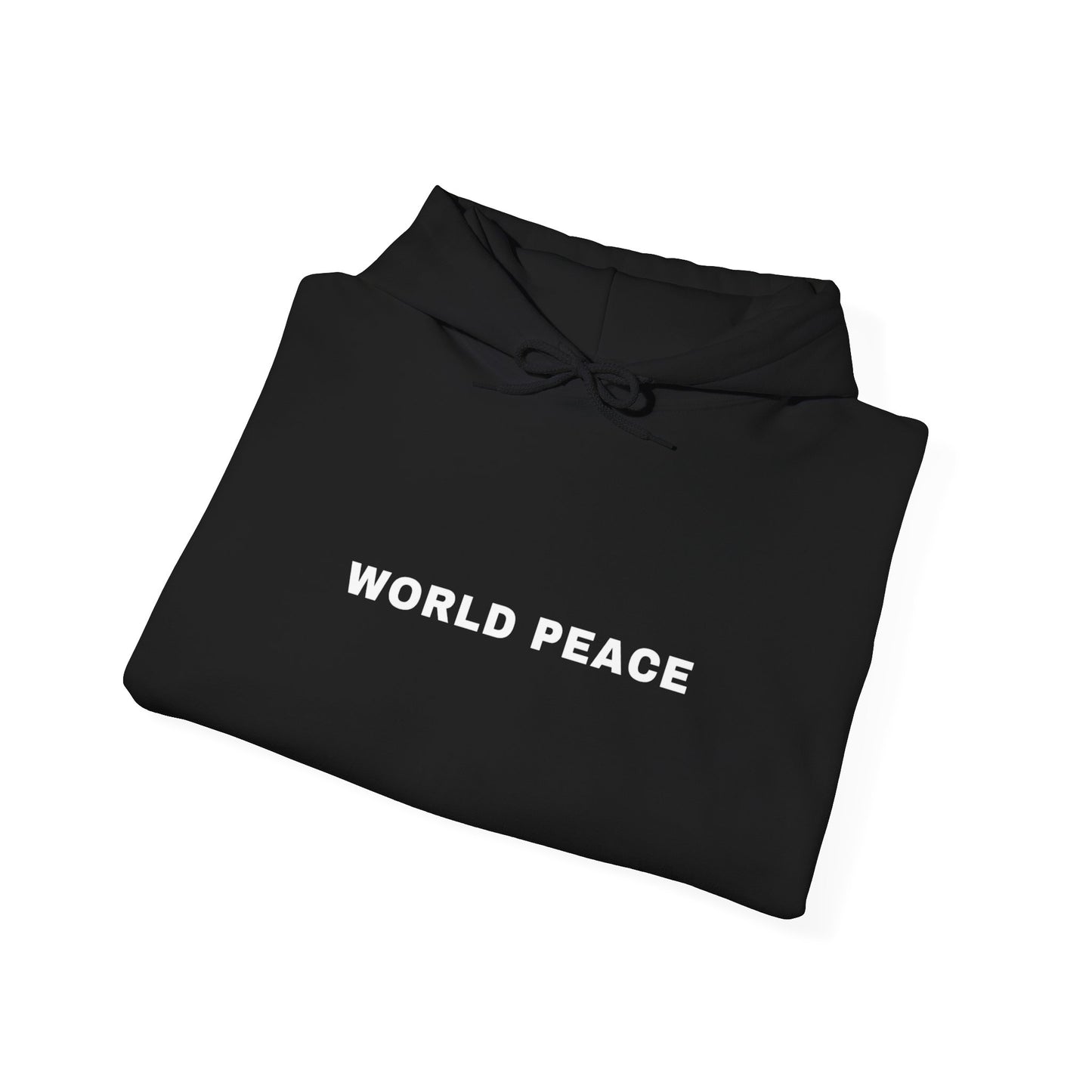 WORLD PEACE SCRIPT HOODIE BLACK AND WHITE