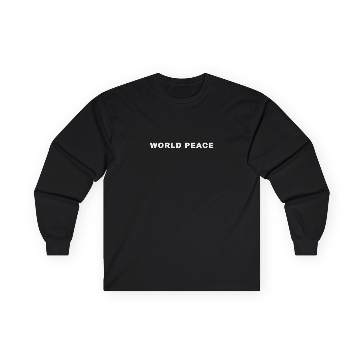 WORLD PEACE SCRIPT CREWNECK BLACK AND WHITE