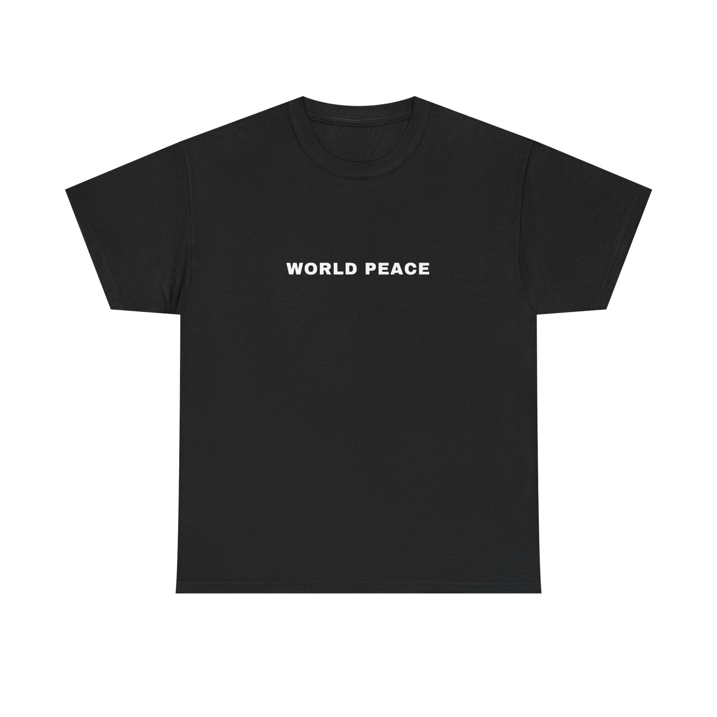 WORLD PEACE SCRIPT T-SHIRT BLACK AND WHITE