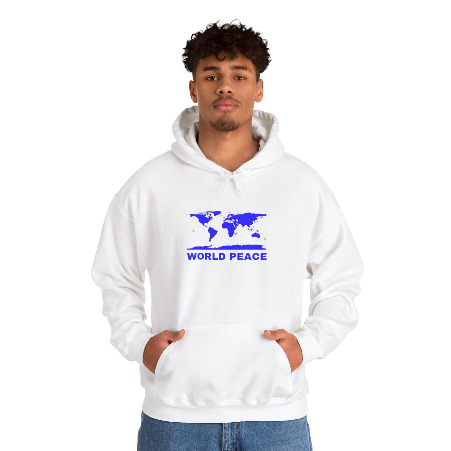 WORLD PEACE HOODIE WHITE BLUE