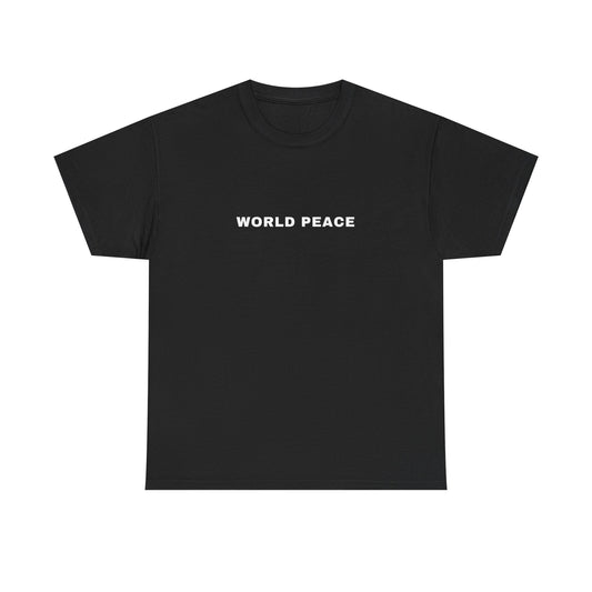 WORLD PEACE SCRIPT T-SHIRT BLACK AND WHITE