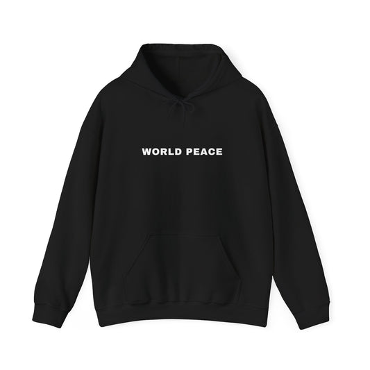 WORLD PEACE SCRIPT HOODIE BLACK AND WHITE
